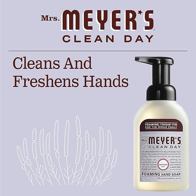 Mrs. MEYER'S CLEAN DAY Foaming Hand Soap, Lavender Scent, 10 Fl oz (Pack of 4)