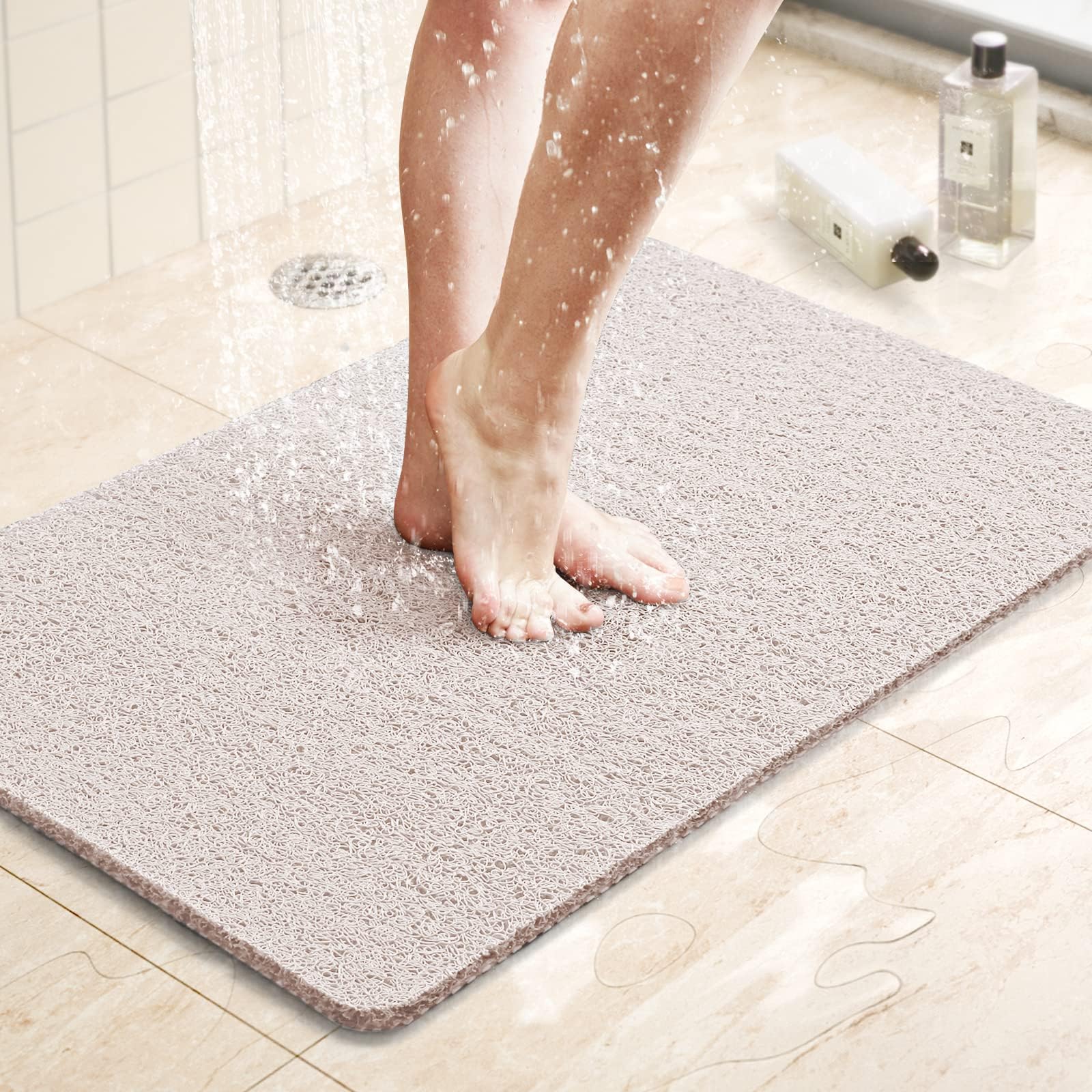 LuxStep Shower Mat Bathtub Mat Non-Slip Bath Mat with Drain, Quick Drying