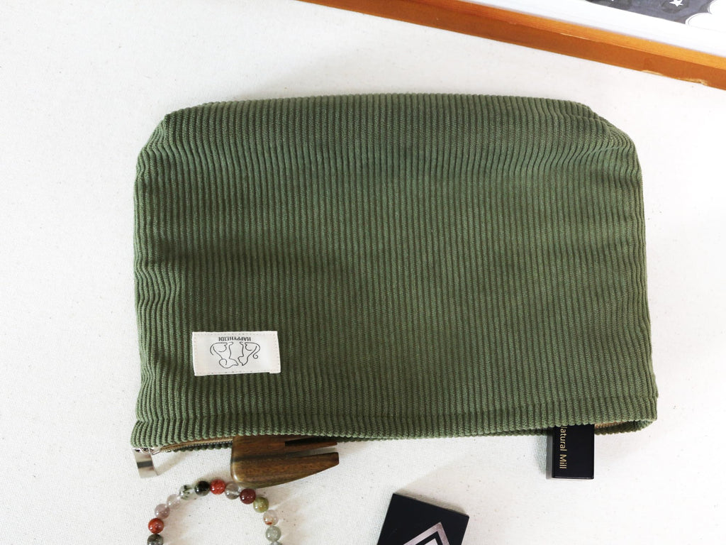 HAPPYHEIDI Large Makeup Bag Travel Cosmetic Pouch, Dark Green