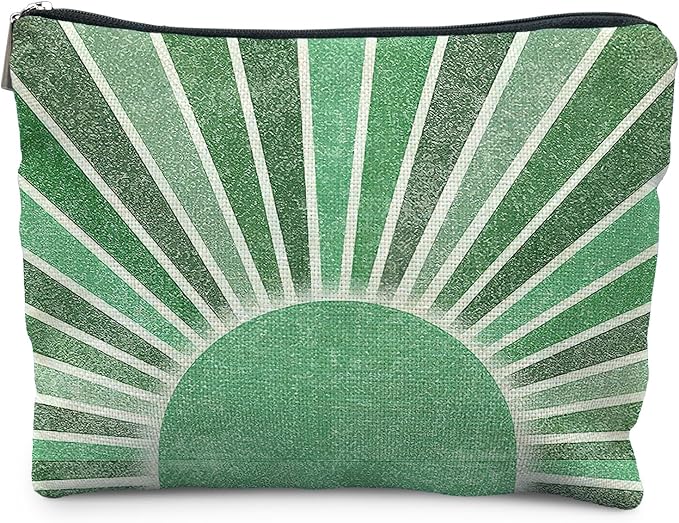 RYYCDOI Green Boho Makeup Bag Gifts for Women, Vintage Sunshine Sun Beach Makeup Bag, Sunshine Gifts for Women