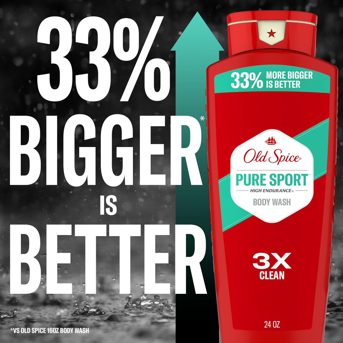 Old Spice Body Wash for Men, Lasting Pure Sport Scent, 24 fl oz Pack of 4