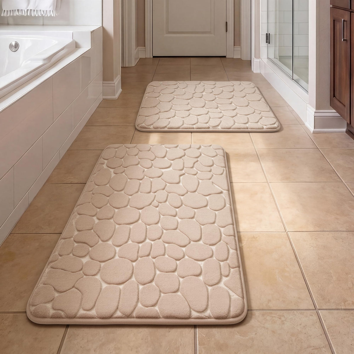 YIHOUSE Bathroom Rugs Mat Set, Memory Foam Bath Mat 5 Piece Dark Grey
