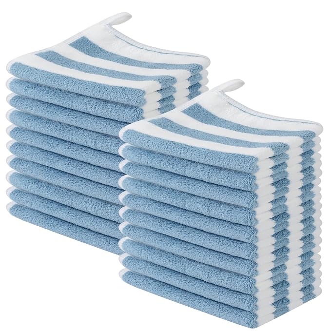SINLAND Microfiber Facial Cloths Fast Drying Washcloth 12inch x 12inch Absorbent Face Wash Cloth Soft Makeup Remover Cloths