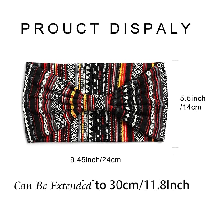 Boho Headbands For Women Fashion Stretch Wide Hair Bands Knoted Turban Head Bands Yoga Running Sweatband Elastic Headband Stylish Wrap Headbands Hair Accessories for Teen Girls 4 Pack