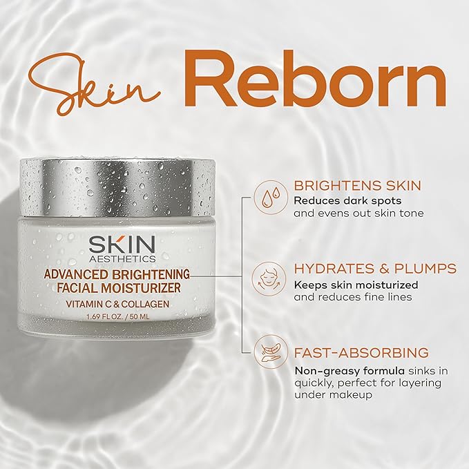 Skin Aesthetics Vitamin C & Collagen Face Moisturizer - Anti-Aging, Hydrating, Fine Lines & Wrinkles, Brightening - Dermatologist Tested Korean Skincare - Clean Beauty, Cruelty-Free - 1.69 oz