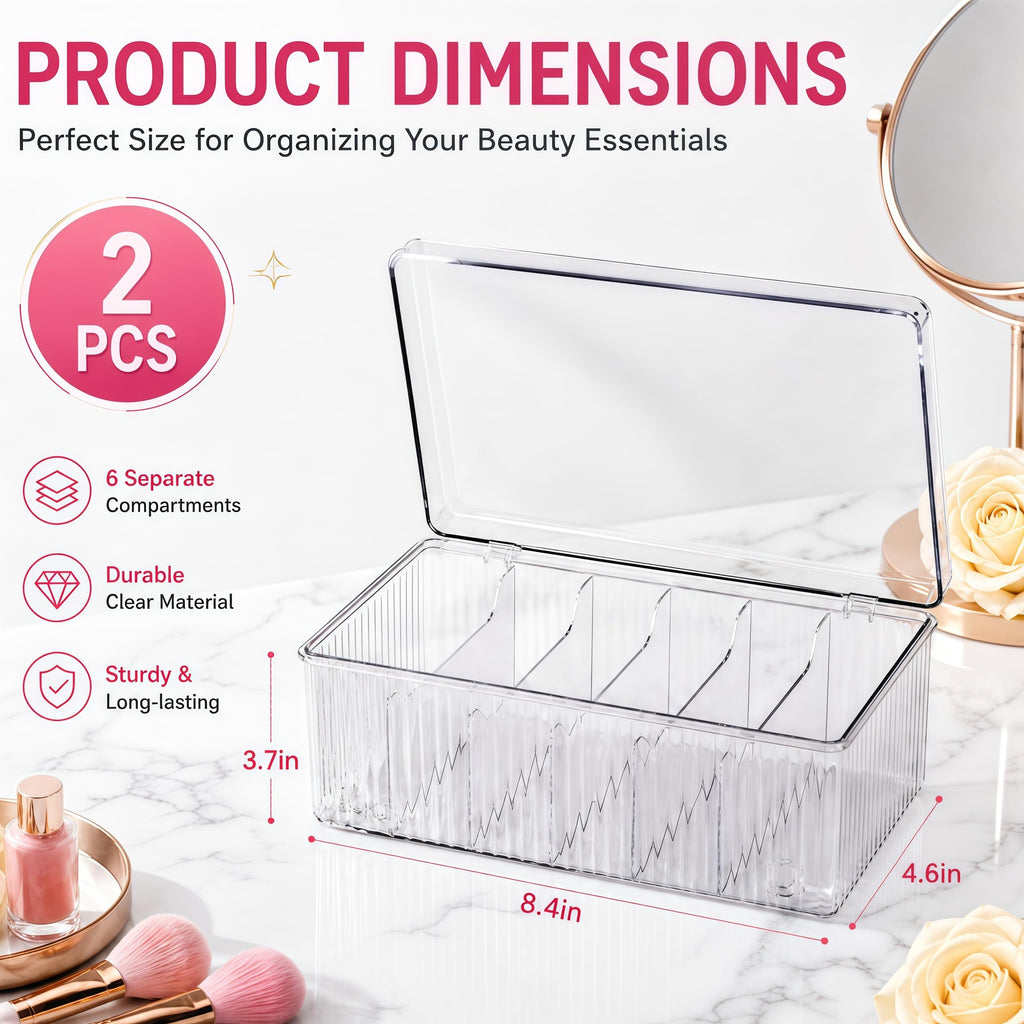 Acshio 2 Pack Lash Extension Organizer with 6 Compartments, Flip-top