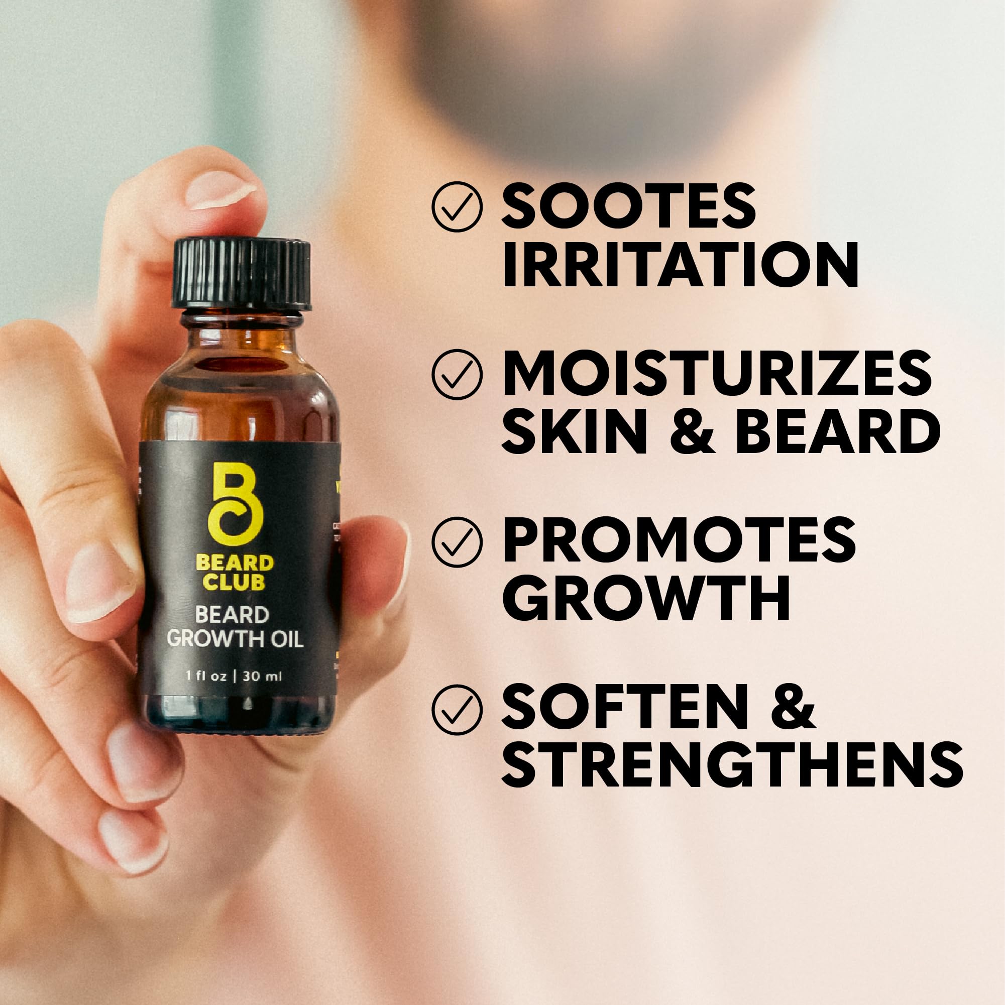 The Beard Club - Beard Growth Oil with Natural Castor & Avocado to Grow Thicker, Fuller Facial Hair, Fill in Patches and Stimulate Healthier Facial Hair Growth