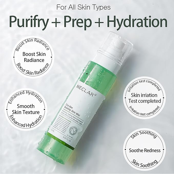 CICA Aloe Hydrating Toner Spray for Face - pH Balanced Calming Facial Mist - Aloe Vera and Centella Asiatica - for Acne Prone and Sensitive Skin - Korean Skincare for Redness, Dryness
