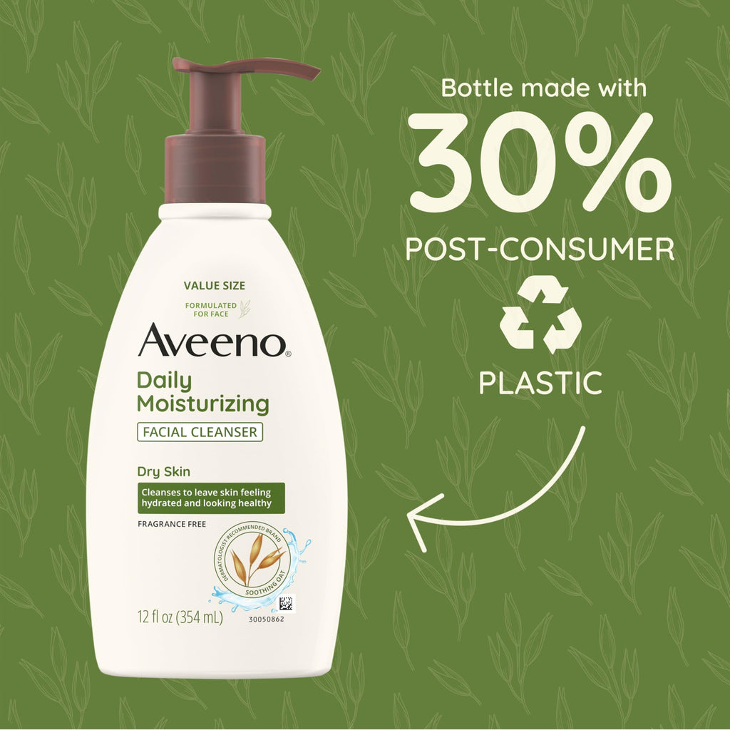 Aveeno Daily Moisturizing Facial Cleanser, Fragrance Free, 12 fl. oz