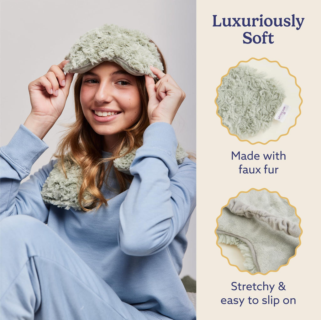 warmies Microwavable Eye Mask for Warmth & Comfort - Heat & Cooling Eye Compress for Dryness Relief - Weighted & Heated Lavender Sleep Mask for Calming Relaxation - Curly Sage