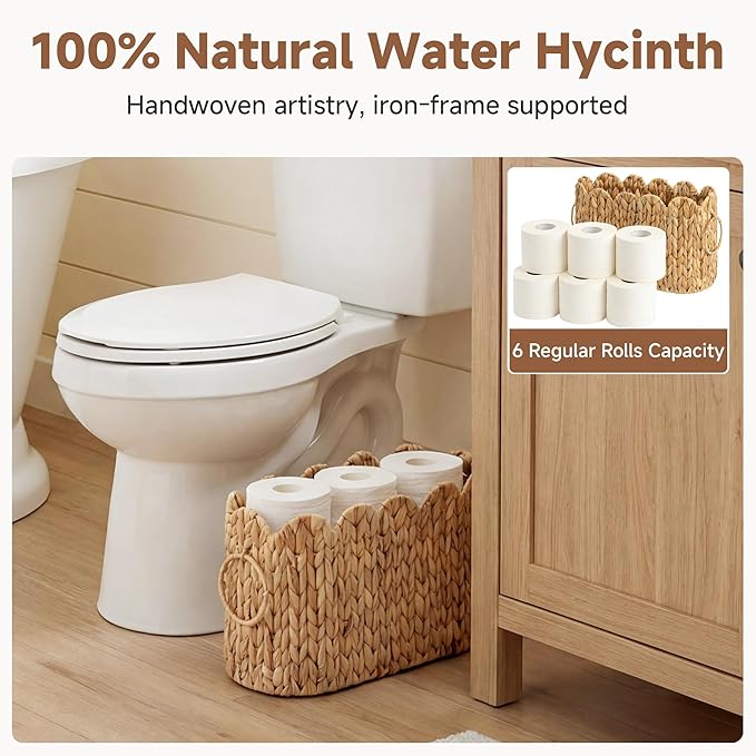 StorageWorks Toilet Paper Storage Holder, Slim Scalloped Basket Organizer