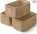 3-Pack Storage Baskets for Organizing | Woven Shelf Toy Basket | Rope Baskets for Gifts Empty | Closet Organizer Bins with Handles | Cube Decorative Box | 13.7×7.1×6.7” | Brown
