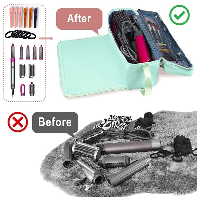 FAMOPLAY Hair Tools Travel Bag with Heat Resistant Mat Hair Styling Accessories Storage Case for Hair Dryer Flat Iron Straightener Curling Iron Haircare Accessories Travel Essentials for Women