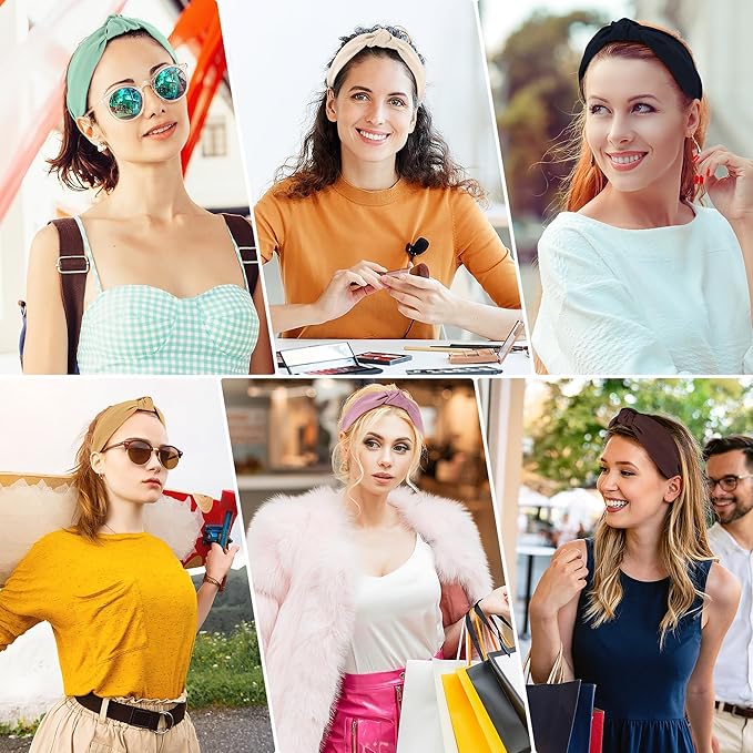 Headbands for Women Girls - 6PCS Stylish Top Knotted Headbands - Knotted Headband for Women - Head Bands Wide Hairband Hair Accessories