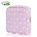 Desing Wish Sanitary Pad Storage Bag Portable Period Bag for Teen Pads/Sanitary Napkins/Small Tampons, Sanitary Napkin Storage Bag First Period Gifts for Teen Girls (Purple Hearts)