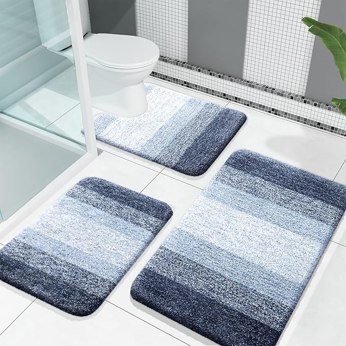 OLANLY Microfiber Bathroom Rugs Sets 3 Piece, 30"x20"+24"x16"+24"x20"