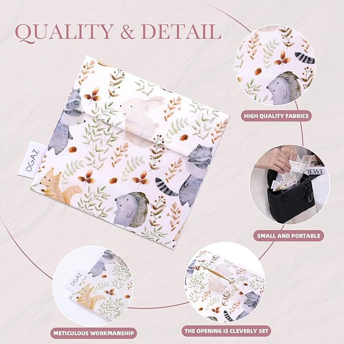 DGAZ Sanitary Napkin Storage Bag, Period Bag for Teen Aged Girls, Portable Period Bag for Panty Liners/Menstrual Cup/Small Tampons，Mini Makeup Bag for Purse(Zoo)