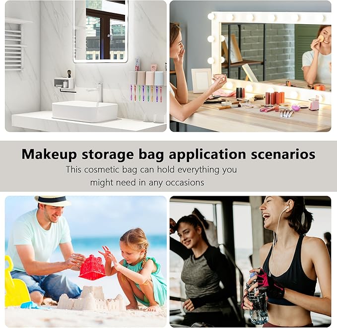 TotePrint PVC Clear Pure Color Transparent Large Zipper Cosmetic Pouch Travel Makeup Cosmetic Bag with Handle for Travel Bathroom Toiletry Organizer (A23014-101-23)