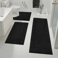 Pauwer Bathroom Rugs Sets 3 Piece, Microfiber Bath Mat Set, Black
