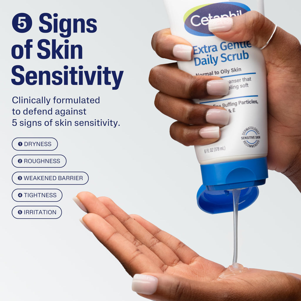 Cetaphil Exfoliating Face Wash, Gentle Daily Scrub, Sensitive Skin, 6 Fl Oz