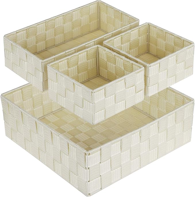 Posprica Woven Storage Baskets for Organizing, Small Baskets Cube Bin Container Tote Organizer Divider for Drawer, Closet, Shelf, Dresser
