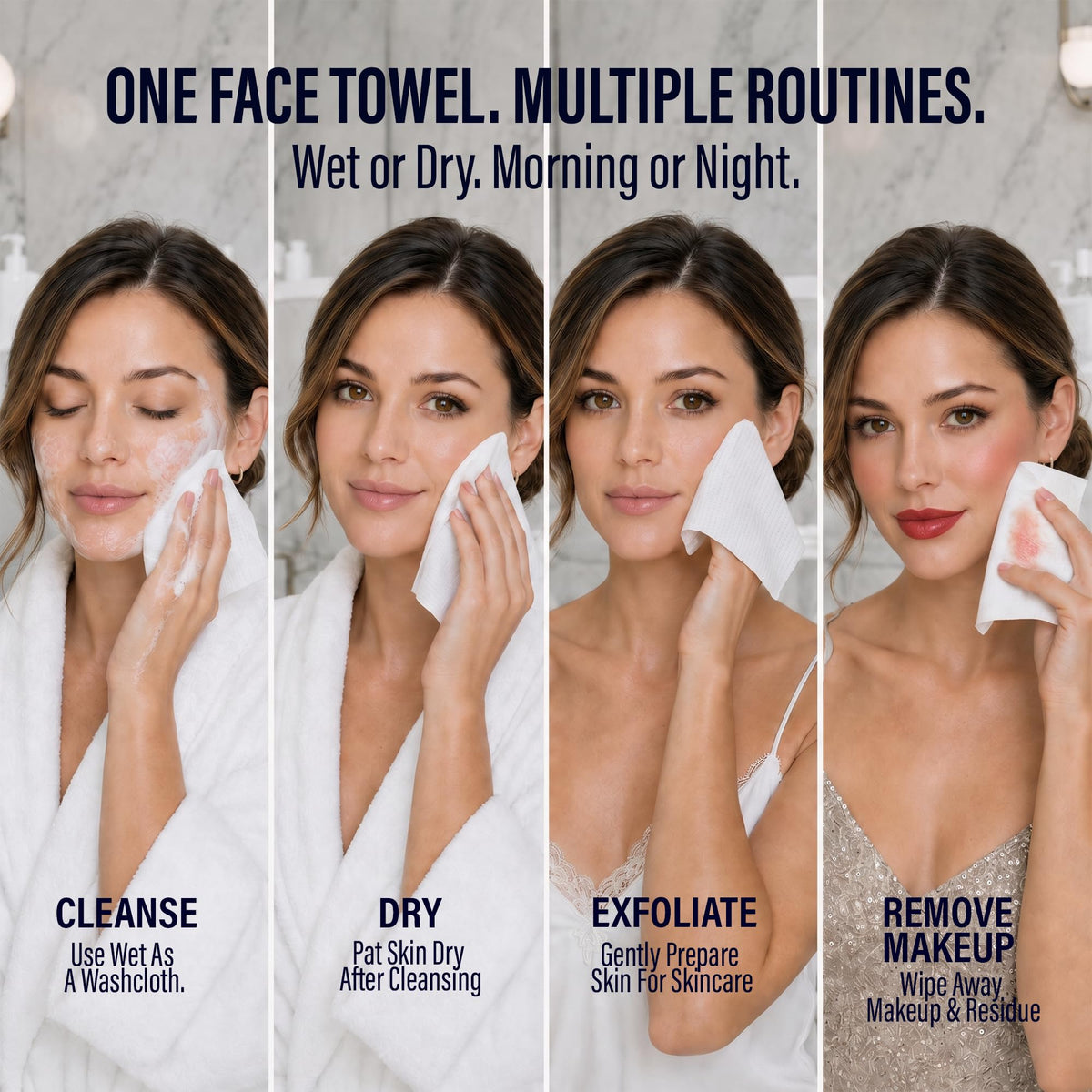 The Clyn Co. Clean & Clear Disposable Face Towels for Sensitive Skin, 50 Ct