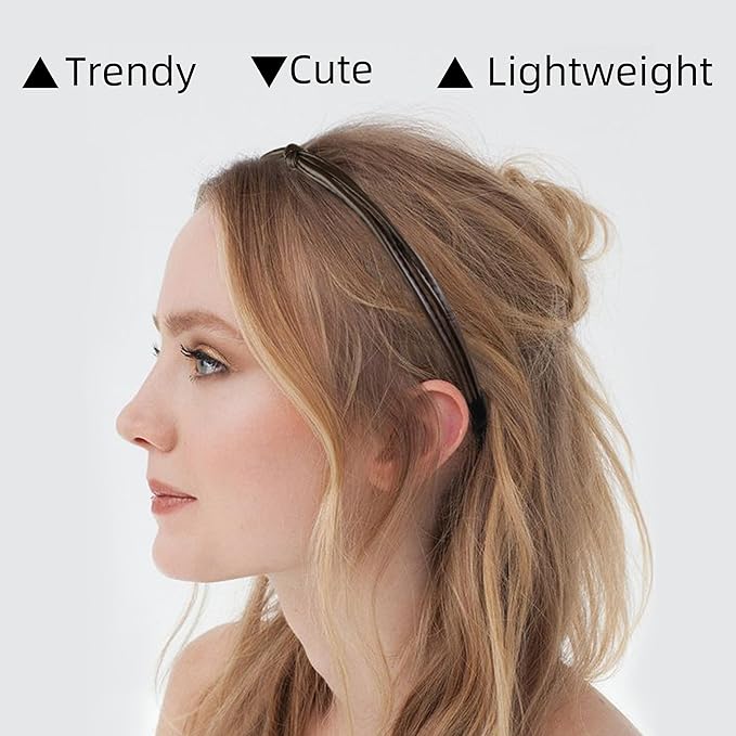 WOVOWOVO 5 Pcs Thin Leather Headbands for Women, Cute Knotted Head Bands for Women’s Hair Womens Headbands Fashion Black Brown White Headband for Womens Hair Accessories