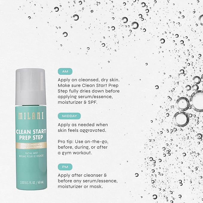 Milani Clean Start Prep Step Hypochlorous Acid Facial Mist, Pack of 2