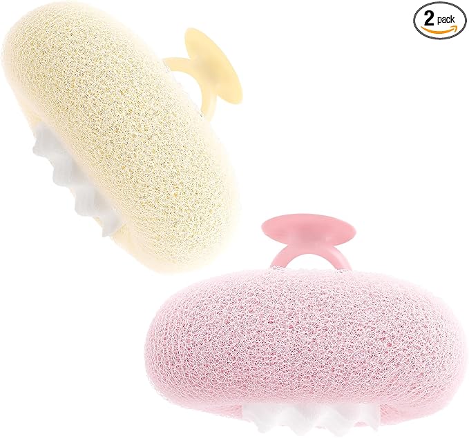 Ptwola Soft Sunflower Suction Cup Bath Ball, Exfoliating Mesh Bath Sponge