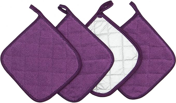 GQZLUCK Cotton Pot Holders, Hot Pads for Kitchen,Set of 4, Eggplant
