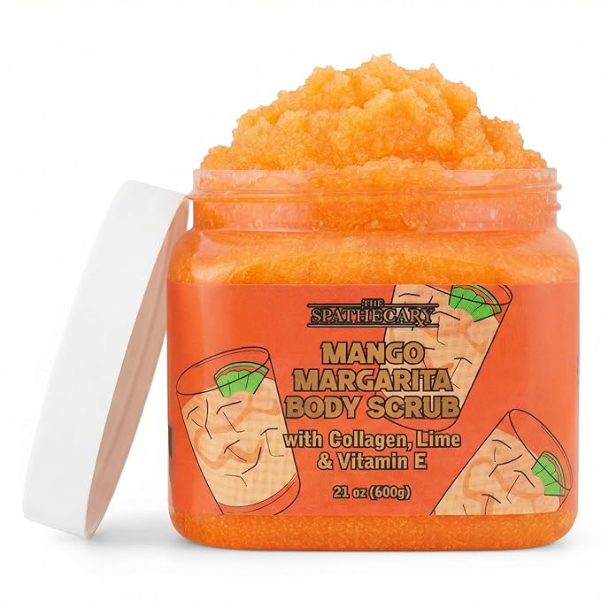 The Spathecary Mango Margarita Sugar Scrub - Exfoliating & Hydrating Body Scrub With Collagen, Lime, & Vitamin E For Soft, Smooth, and Brighter Looking Skin, Body Care Exfoliator & Cleanser, 21 oz