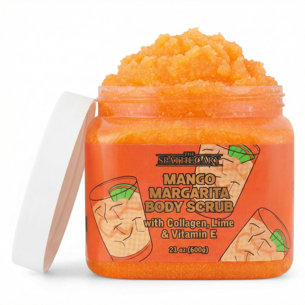 The Spathecary Mango Margarita Sugar Scrub - Exfoliating & Hydrating Body Scrub With Collagen, Lime, & Vitamin E For Soft, Smooth, and Brighter Looking Skin, Body Care Exfoliator & Cleanser, 21 oz