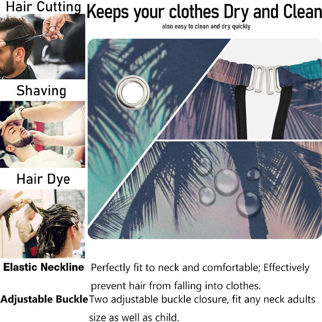 visesunny Barber Cape Retro Filtered Hawaii Palm Tree Polyester Hair Cutting Salon Cape Apron Anti-Static Haircut Water-Resistant Shaving Cloth Beard Shaving Bib Hairdressing Cape