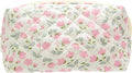 PAZIMIIK Small Quilted Makeup Bag,Zipper Cosmetic Pouch,Floral Pink