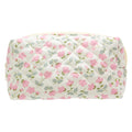 PAZIMIIK Small Quilted Makeup Bag,Zipper Cosmetic Pouch,Floral Pink