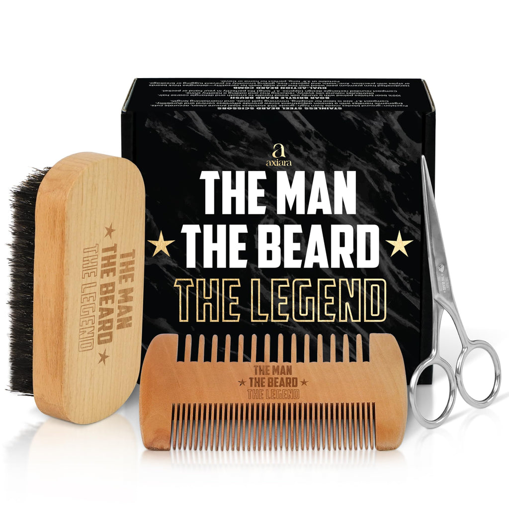Grooming Gifts for Men - Beard Kit Grooming and Care with Brush, Comb, Scissors & Storage Bag - Anniversary Retirement Birthday Gifts for Men Dad Grandpa, Husband Birthday Gift Ideas