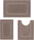 SHACOS Coffee Brown Bathroom Rugs Sets 3 Piece Bath Mat U Shaped Toilet Rug