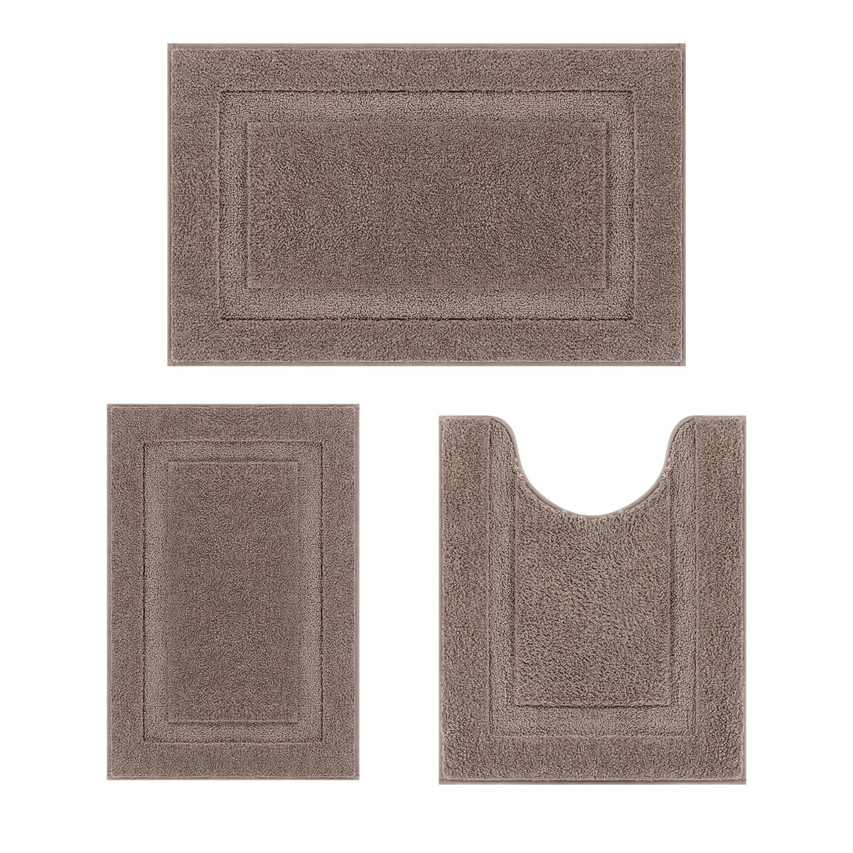 SHACOS Navy Blue Bathroom Rugs Sets 3 Piece Bath Mat U Shaped Toilet Rug