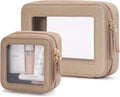 Popvibe Clear Makeup Case Toiletry Bag Travel Medium Clear Cosmetic Bag with Zipper, Make Up Bag Organizer Traveling TSA Approved Transparent Bag Car for Essentials, Mini & Medium, Gold