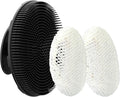 Black Food-Grade Silicone Body Scrubber with Exfoliating Net Sponge Case