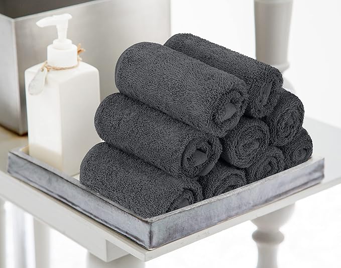 Utopia Towels 60 Pack Cotton Washcloths Set, 100% Ring Spun Cotton, Premium Flannel Face Cloths, Highly Absorbent and Soft Feel Fingertip Towels, Grey
