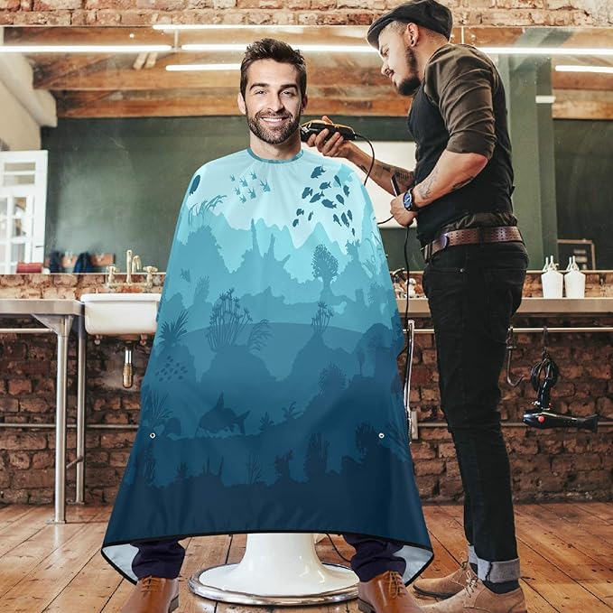 Visesunny Anti-Static Hair Cutting Cape With Snap Closure - Professional Salon Cape - Polyester Barber - Water-Resistant - Adjustable Snap