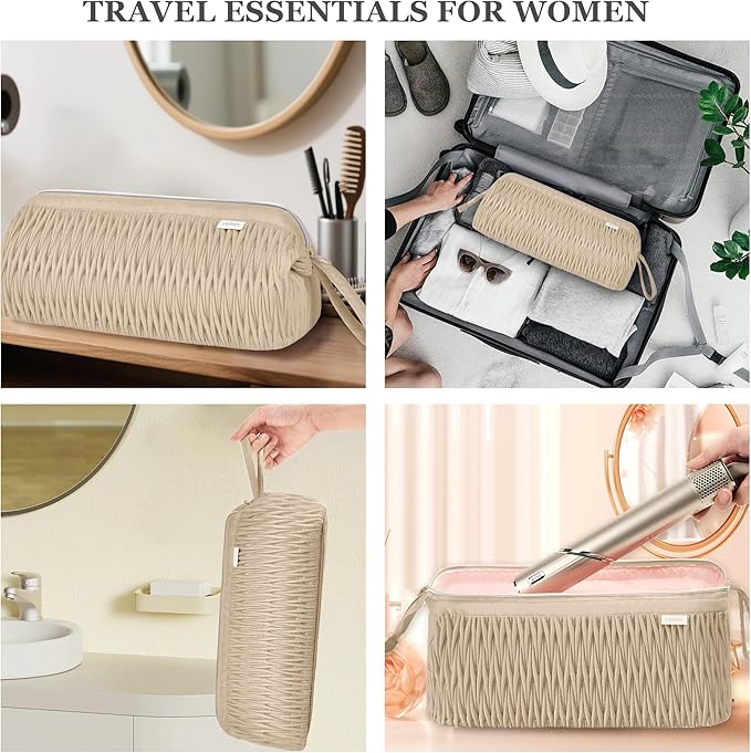 Leudes Dy son Travel Case for Shark Hair Dryer Airstraight Flex Style Hair Attachment Tool Organizer Accessories Air Wrap Flat Curling Iron Carrying Case (Latte Brown)