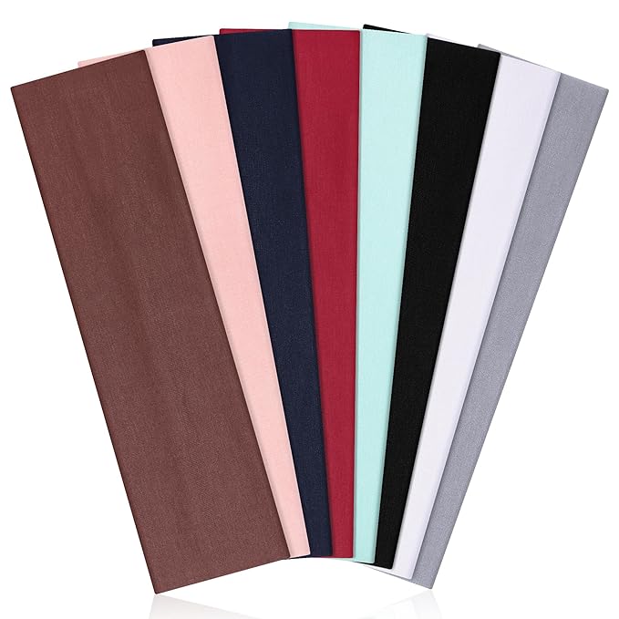 Ztomine 8 Pack Headbands for Women Non Slip - Stylish Sports Hair Bands for Women's Hair - Soft Cotton Cloth Stretchy Headbands for Women for Yoga, Outdoor Exercise Running