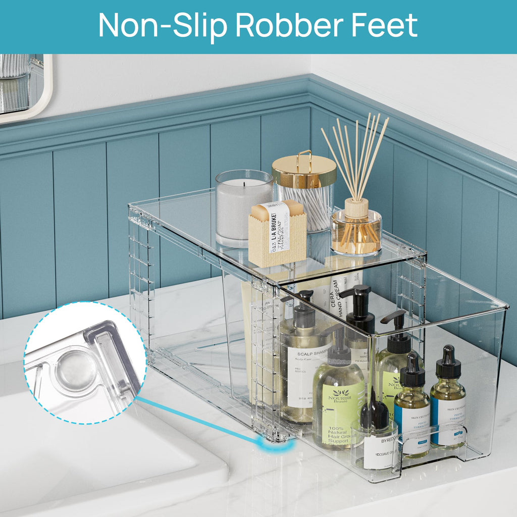 Vtopmart Clear Stackable Storage Drawers, 6 Pack Medium Organizer Set