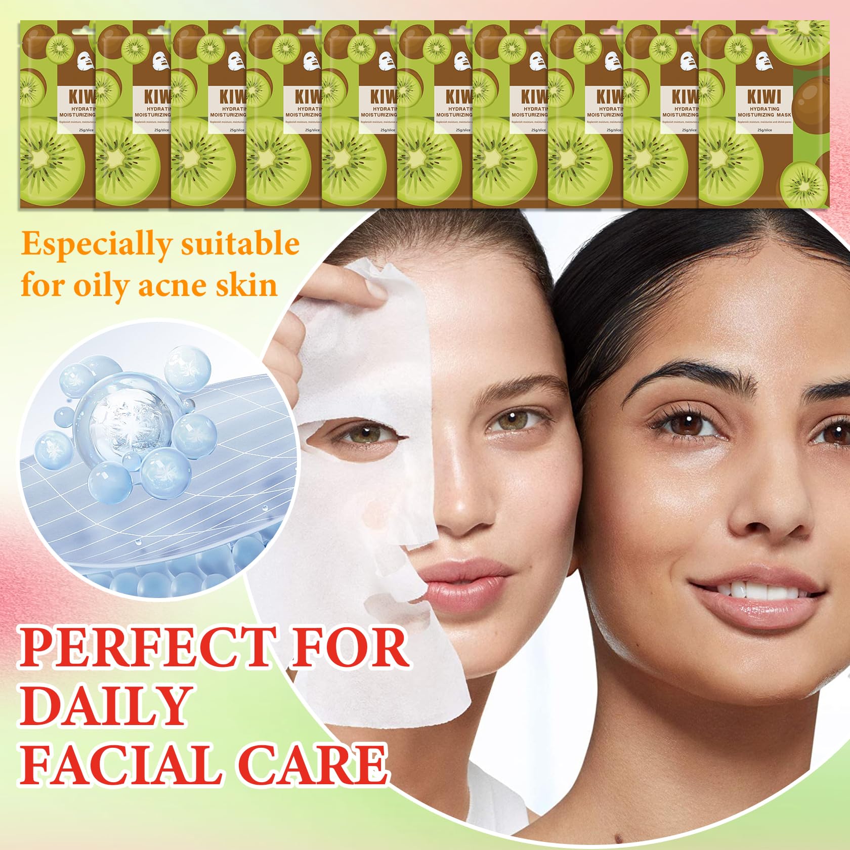 10 Pack Variety Facial Sheet Masks Skin Care Set, Hydrating Bulk Sheet Face Masks Skincare Gifts Set for Women Men, Long Lasting Moisturizing Face Mask Skincare for All Skin Type（A10)