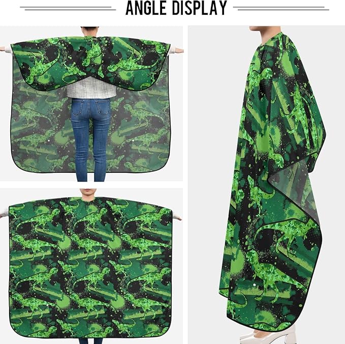 Visesunny Barber Cape - Military Style Dinosaur Animal Polyester Hair Cutting Salon Apron Anti-Static Haircut Shaving Cloth Beard Shaving Bib Hairdressing Cape