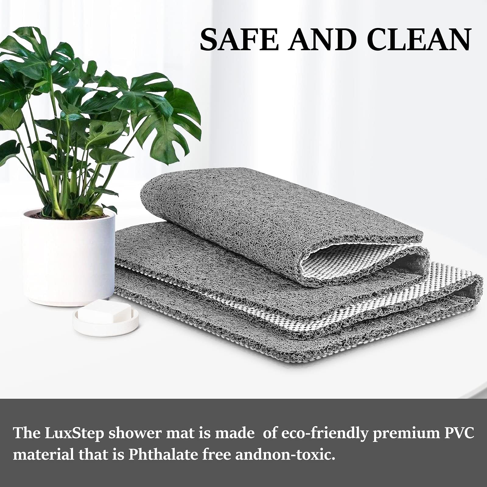 LuxStep Shower Mat Bathtub Mat Non-Slip Bath Mat with Drain, Quick Drying
