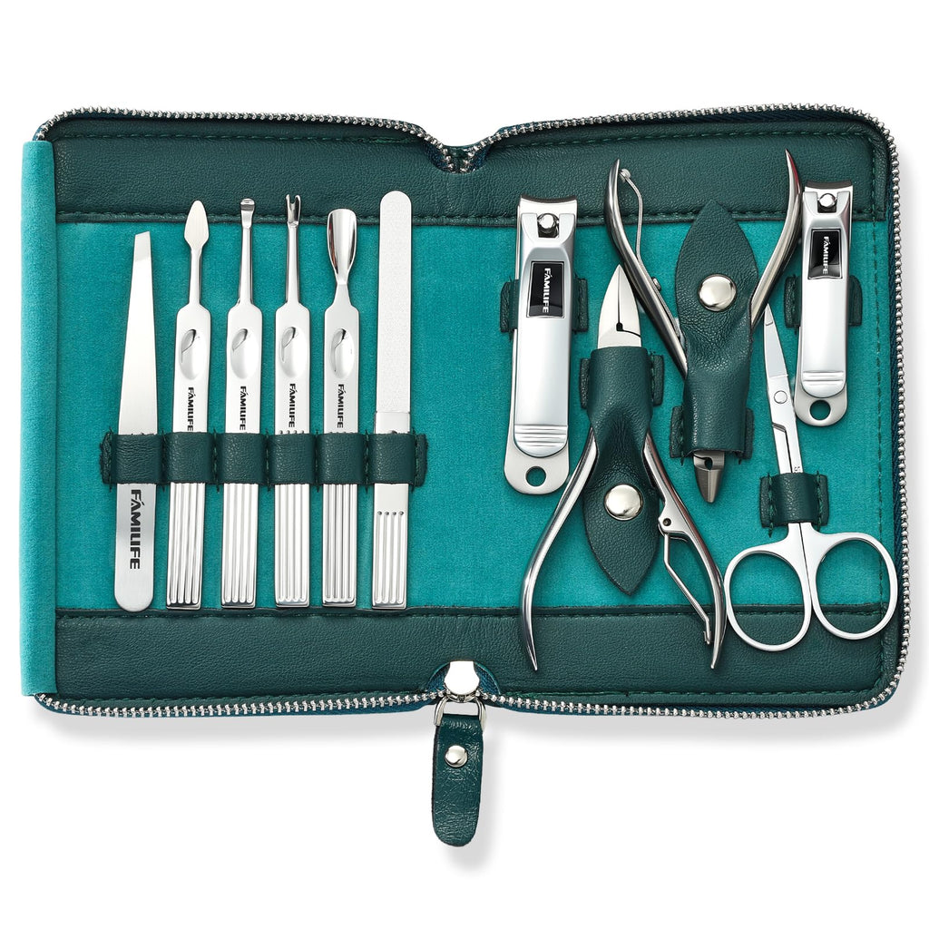 FAMILIFE Stainless Steel Manicure Set 11-in-1 Professional Nail Clipper Kit