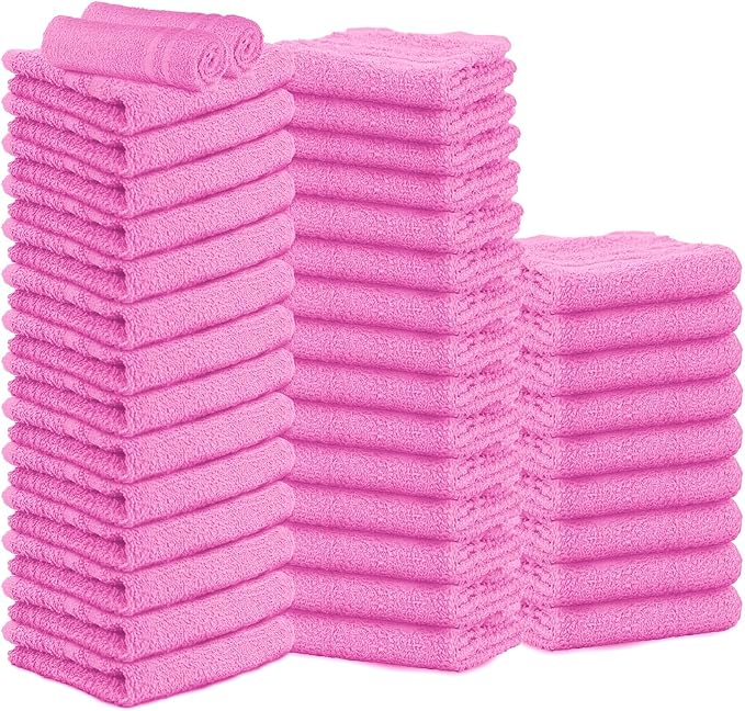 STF Linen Hand Towels (Pack of 40) Pink Economy Towels Salon Towels - 100% Cotton Spa Towel – 16 x 27 Inches Highly Absorbable, Facial, Gym, Hair, Face Towels Bulk